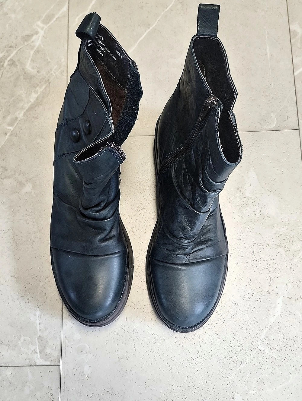 Women's Teal Leather Ankle Boots